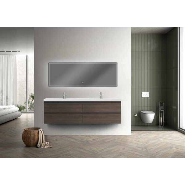 TONA Angela 70.875'' Double Bathroom Vanity with Resin Vanity Top